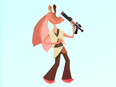 Jar-jar idiot illustration jar jar star wars