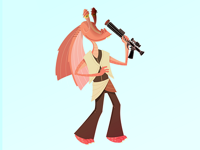 Jar-jar idiot illustration jar jar star wars