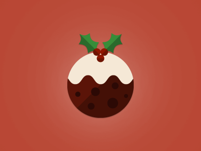 Pud christmas desert festive holly icon illustration merry pudding spice vector