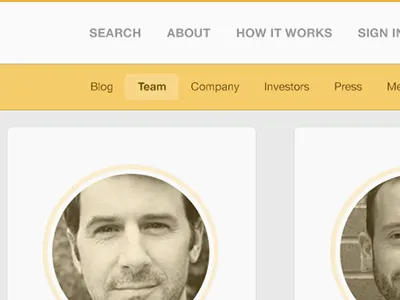 Team page and secondary navigation navigation team