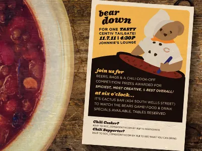 Bears Chili Cookoff Marketing Materials bar bear character chicago cute food illustration restaurant retro stationery typography vintage