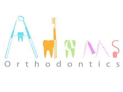 Adams Orthodontics logo braces floss logo orthodontics teeth toothbrush