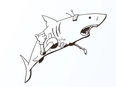 SkyShark inks character design explosion high hero illustration shark webcomic