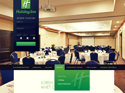 Header/Subnav accommodations hotel website