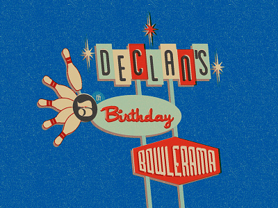 Birthday Bowlerama birthday bowling invite logo retro sign vintage