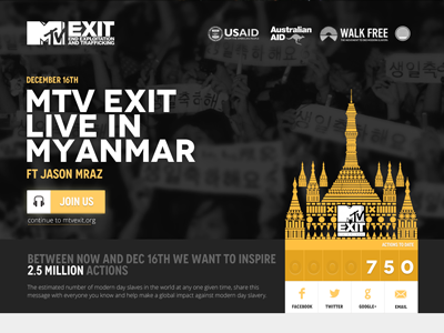MTV Exit Splash Page - Concept 2 charity exit mtv nonprofit