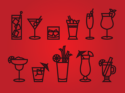 Cocktails alcohol cocktails icons illustrations vector