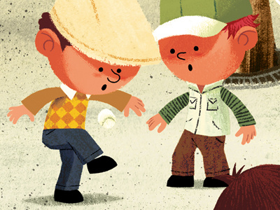 Boys playing hacky boys illustration texture tommydoyle