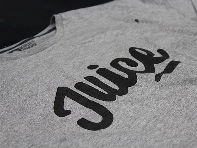 Juice tee apparel black clothing grey hand drawn handmade juicy logo print screenprint script t shirt type