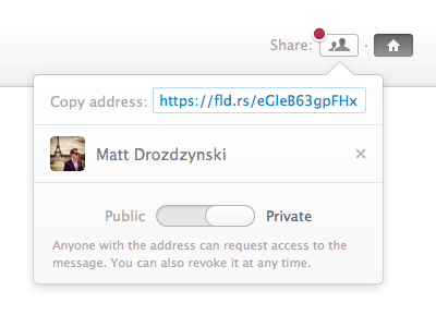 Private folders popover switch