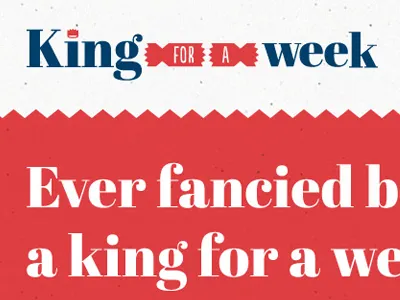 King for a week christmas cracker crown font king logo red serif spikes texture website xmas