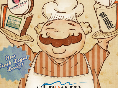 Logo Bakery aged color illustration ink pen retro vintage