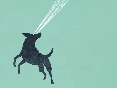 Super Fetch dog illustration lasers
