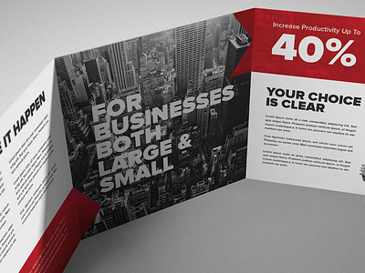 Square Tri-fold Brochure 3d black black and white bold brochure cityscape design fold minimal print proximanova red square tri trifold typography white