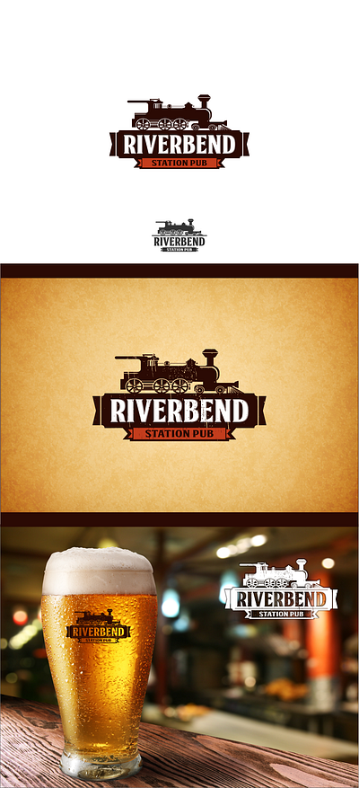 Riverbend Station Pub - logo graphic design logo pub riverbend station train