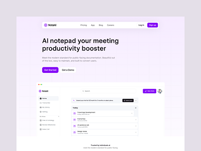 Nota AI - AI Notepad Website Design ai bot website ai landing page ai notepad ai powered tools ai saas website design ai solutions ai startup ai website design artificial intelligence collaboration tools ladning page productivity platform real time notes saas saas ai saas platform ui ux web design