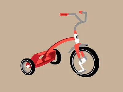 Vintage Red Trike brown illustrator kids toy red toy tricycle trike vector vector illustration