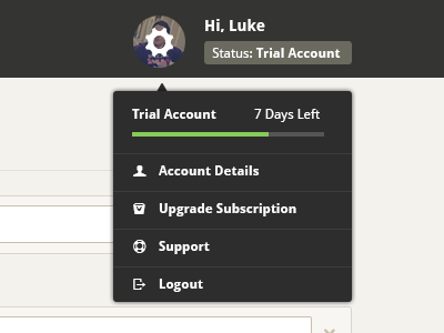 Dropdown account dropdown trial