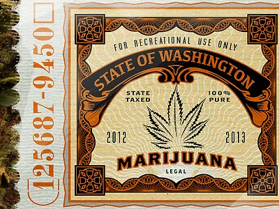 Legal Marijuana bar beer cafe colorado leaf logo marijuana mary jane packaging retro stamp tax vintage washington weed