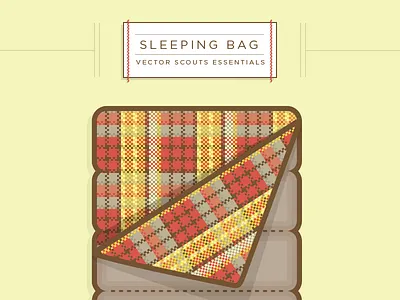 VS Sleeping Bag badge camping flannel illustration label pattern seamless sleeping bag stitch texture typography vector