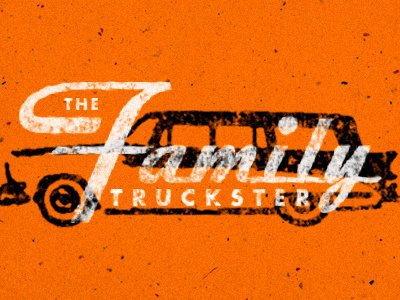 the family truckster auto car distressed family illustration midcentury retro texture vintage wagon