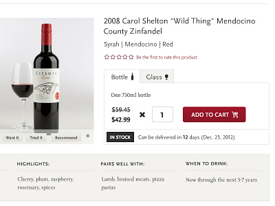 Product Listing Page ecommerce pdp product wine