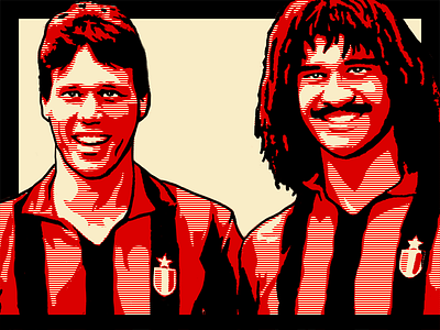 Gli Invincibili ac milan black calcio football gullit illustration legend milan obama obey red serie a van basten