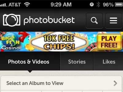 Mobile Web Nav with AD zoomed out mobile nav mobile web