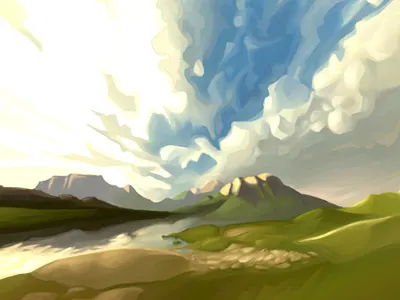 Cloudy cloud landscape painter