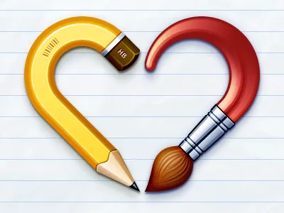 I heart icons brush design heart metal page pencil wood