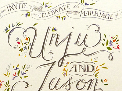 Printed With Love bouquet couple design frame illustration paint real wedding