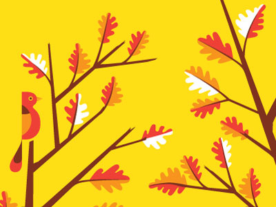 Fall Leaves autumn bird fall illustration leaves retro trees