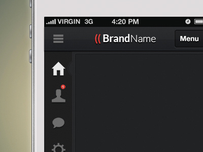 Unbranded App app black gray interface ios iphone mobile sidebar