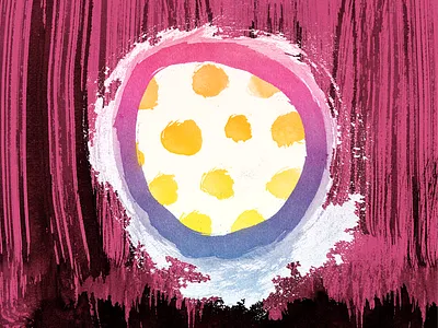 Bubble Drop art brush monoprint polka dots print printmaking rice paper wave