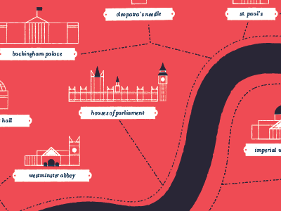 in-progress map blue design illustration london map red white