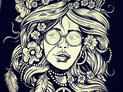 Flower Child 60s americana art castle derrick derrick castle design dove drawing flower child free love graphic design groovy hippie illustration nashville nashvillemafia straw castle