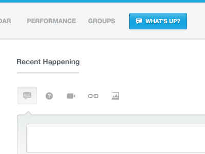 Recent Happening academic advise app button clean cms course dashboard help icon learning link management minimalist navigation notification picture post profile search social status stream ui update ux video web