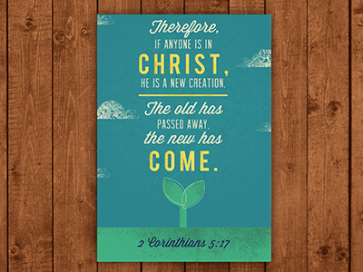 2 Corinthians 5:17 bible verse bud clouds outside postcard