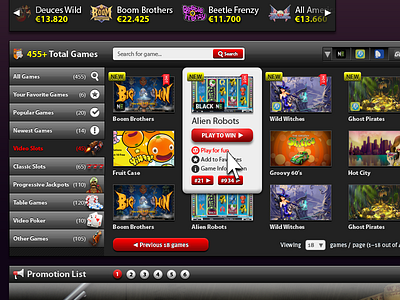 Jetbull – Casino Page Redesign bookmaker casino dark design games jetbull layout list