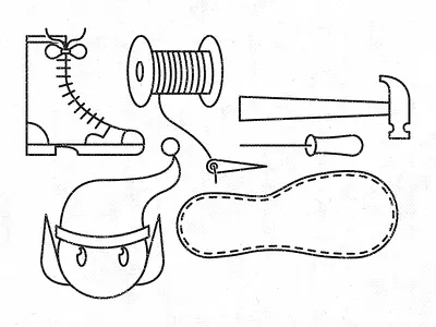 The elves and the shoemaker boot christmas elf hammer needle shoe shoemaker sole thread tools
