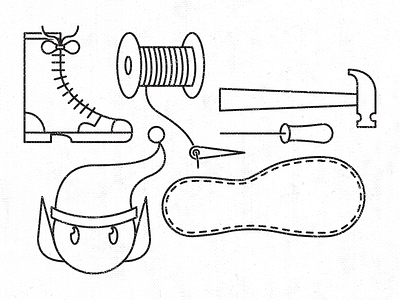 The elves and the shoemaker boot christmas elf hammer needle shoe shoemaker sole thread tools