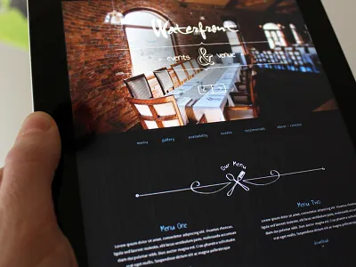 Waterfront Restaurant elegant seagulls hand drawn icons ipad menu restaurant venue web website wedding