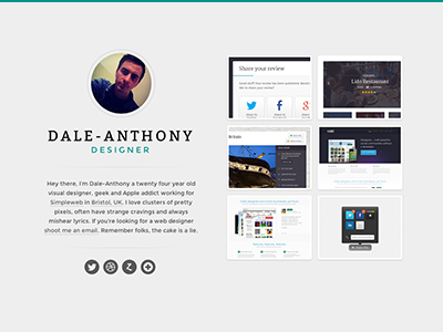 Profile page clean dale dribbble minimal portfolio profile