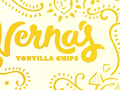 Verna's Chips (progress 2) food packaging hand lettering illustration lettering logo papel picado paper cutting typography