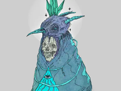 Eye of the Sparrow bird illustration photoshop skull sparrow