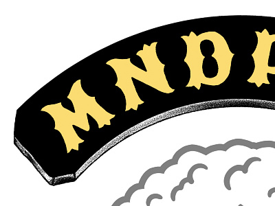 MNDPWR brain cloud custom grain hand lettered texture type typography wip