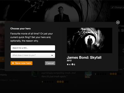 Goodfilms Choose Your Hero Panel films goodfilms james bond modal movies redesign skyfall ui ux