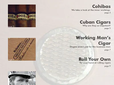 Table of Contents cigar contents layout magazine