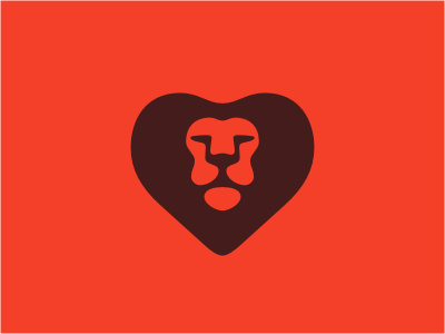 New Lion animal brown cat chocolate head heart lion logo love mascot negative orange shadow sports wild