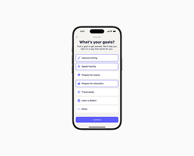 Language Learning App Onboarding ⚓ app apple apple app application biege design ios ios app langauge language app learning learning app mobile app product design purple ui ux
